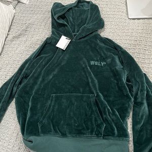 WSLY green velour hoodie